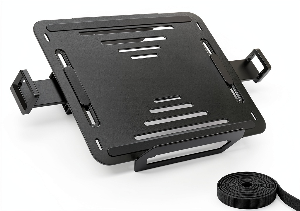 'monTEK Laptop Tray Adjustable Steel on a wooden desk'