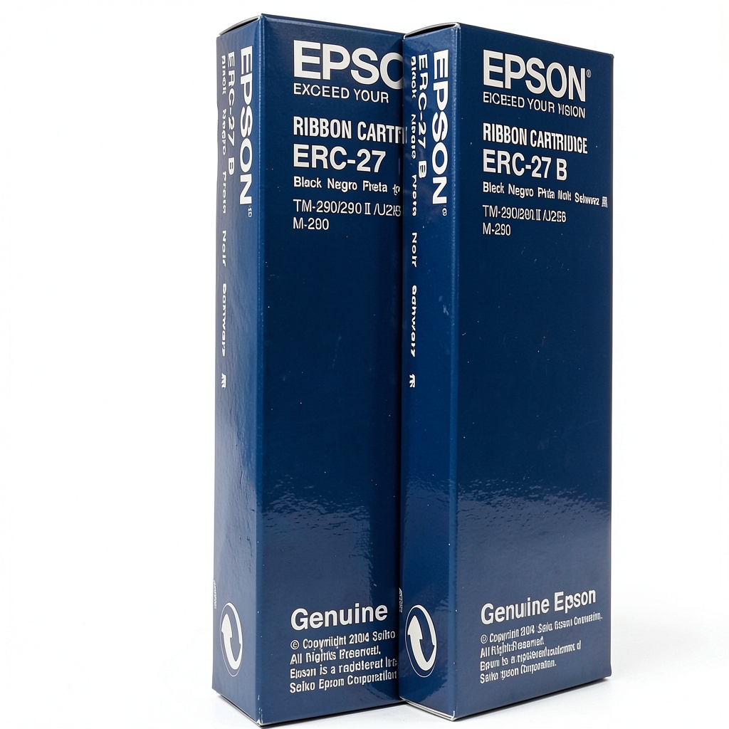 Installing Epson Dot Matrix Printer Ribbons Black ERC-27B on a wooden desk