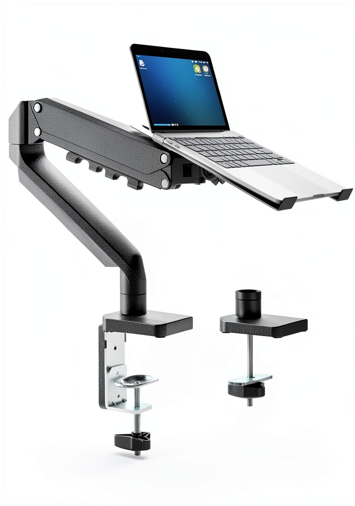 'UPGRAVITY laptop mount on a wooden desk'