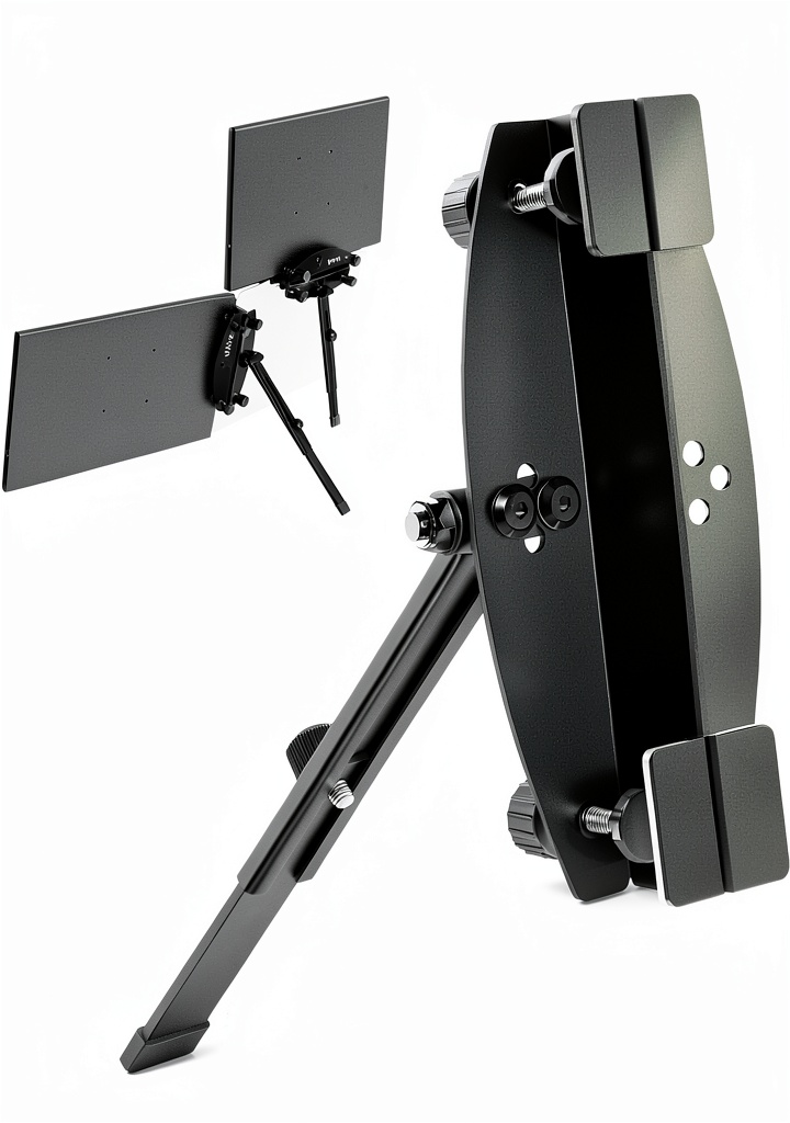 Portable laptop monitor holder in use