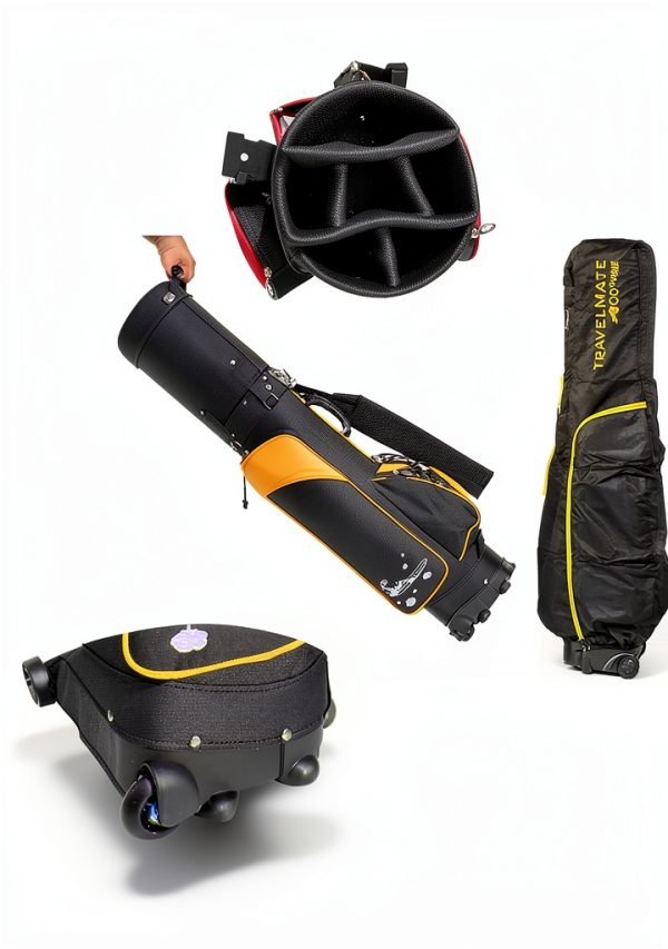 Travel Golf Bag A99 Black/Gold 6‑Way Divider with Wheels and TSA Lock-5