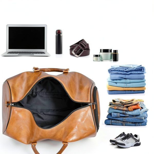 FUGBRO PU Leather Travel Tote with Shoe Pouch and Wallet Carryall-1