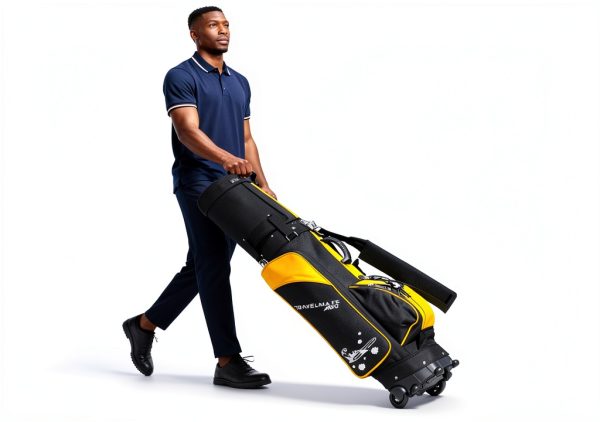 Travel Golf Bag A99 Black/Gold 6‑Way Divider with Wheels and TSA Lock-3