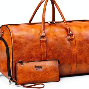 FUGBRO PU Leather Travel Tote with Shoe Pouch and Wallet Carryall-0