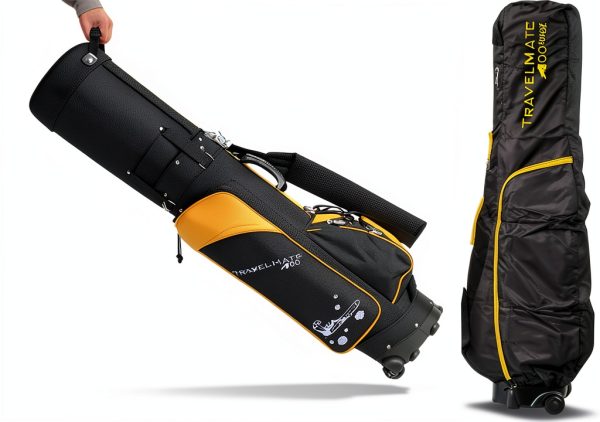 Travel Golf Bag A99 Black/Gold 6‑Way Divider with Wheels and TSA Lock-2