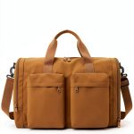 Women's Gym Sports Tote Duffle Bag,Wet Pocket & Shoe Compartment, Overnight Weekender Travel Carry-On,Ideal for Swimming, Dance, Ballet,Brown-0