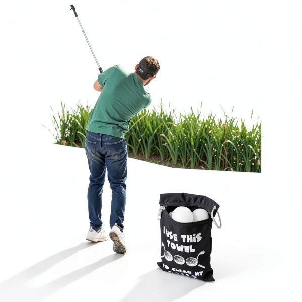 Golf Tee Bag, 7 x 5.5 Inch Black Golf Tee Pouch with Metal Clip, Novelty Pattern Combines Practicality with a Unique Appearance for Storage Valuable Items and Golf Ball Accessories-4