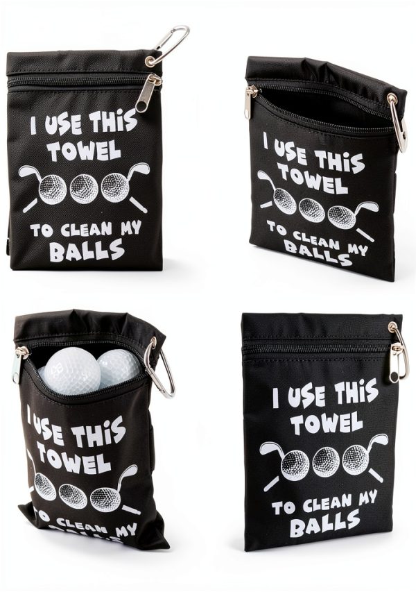 Golf Tee Bag, 7 x 5.5 Inch Black Golf Tee Pouch with Metal Clip, Novelty Pattern Combines Practicality with a Unique Appearance for Storage Valuable Items and Golf Ball Accessories-3