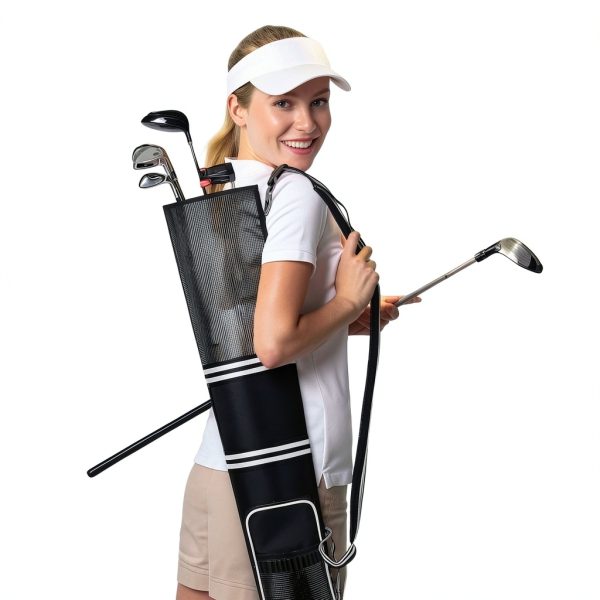 Golf Sunday Bag, Lightweight Golf Carry Bag for 3-9 Clubs, 600D Oxford Cloth, Foldable, with Adjustable Sling Strap, 32 in / 81.3 cm, Black-1