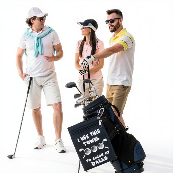 Golf Tee Bag, 7 x 5.5 Inch Black Golf Tee Pouch with Metal Clip, Novelty Pattern Combines Practicality with a Unique Appearance for Storage Valuable Items and Golf Ball Accessories-5