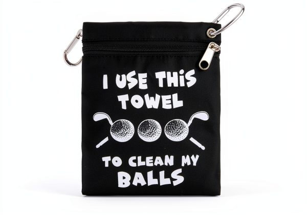 Golf Tee Bag, 7 x 5.5 Inch Black Golf Tee Pouch with Metal Clip, Novelty Pattern Combines Practicality with a Unique Appearance for Storage Valuable Items and Golf Ball Accessories-2