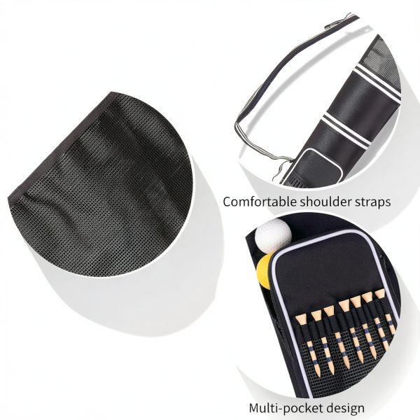 Golf Sunday Bag, Lightweight Golf Carry Bag for 3-9 Clubs, 600D Oxford Cloth, Foldable, with Adjustable Sling Strap, 32 in / 81.3 cm, Black-2